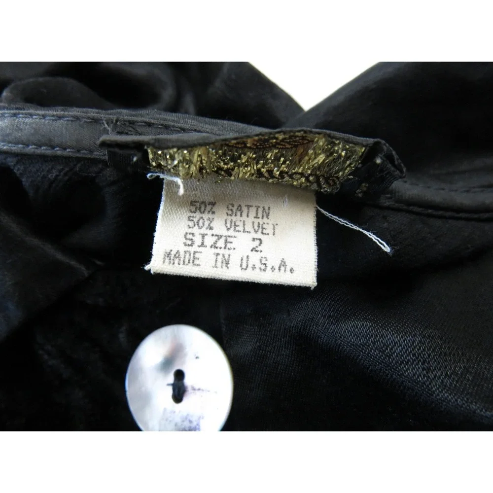 Whimsigoth Vtg 90s Y2K Black Velvet Rayon A La Mode Shirt Witchcore Grunge - Picture 12 of 13